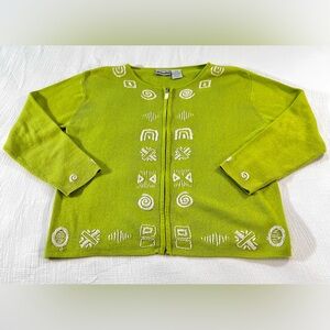 Delores Bell Green Zipper Sweater US L